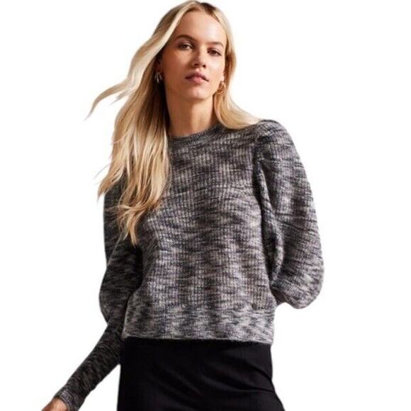 Ted Baker Jumper Sweater Women US 10 Extreme Sleeve Pullover Wool Mohair Gray - Picture 1 of 16
